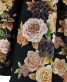 成人式振袖[シック]黒にベージュ、茶色の大きなバラに紫牡丹[身長165cmまで]No.1014